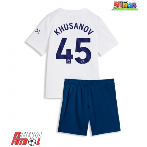 Manchester City Abdukodir Khusanov #45 Tercera Equipación Niños 2026-27 Manga Corta (+ Pantalones cortos)